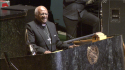 Archbishop Desmond Tutu on the podium